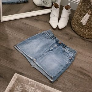 Denim jean skirt A line distressed